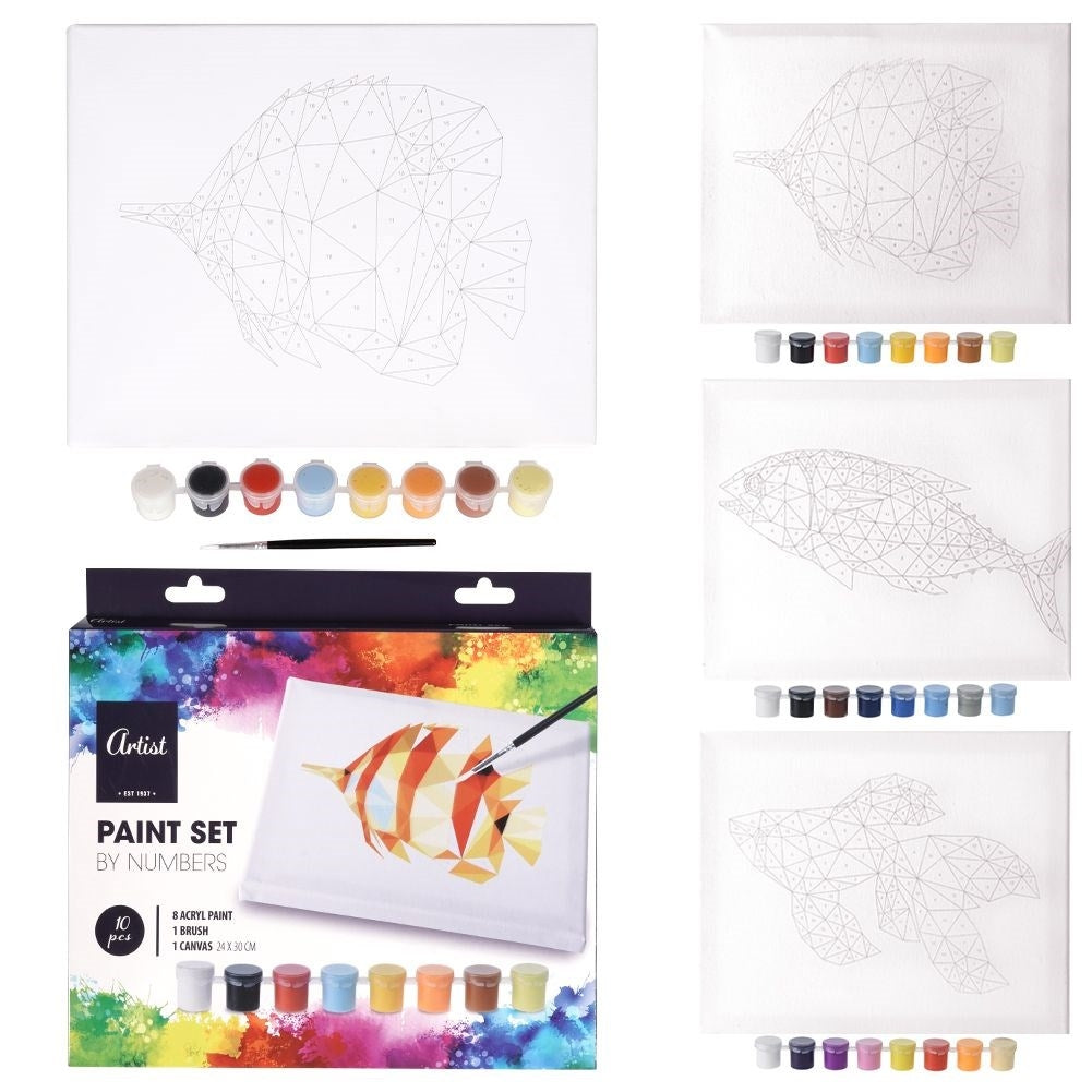 Paint by number set: Canvas, 8 colors, brush