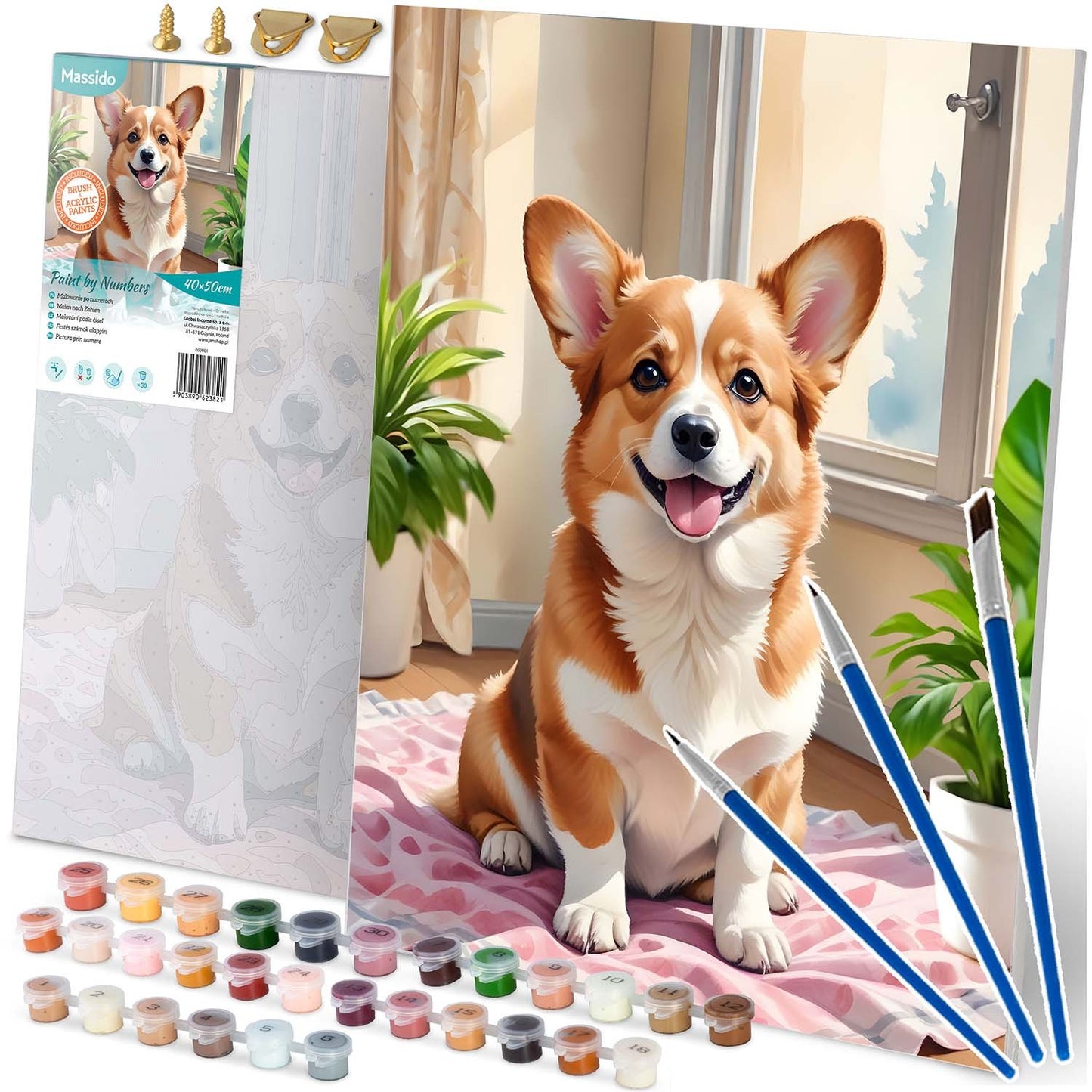 Painting by numbers 40x50 cm Massido Corgi dog