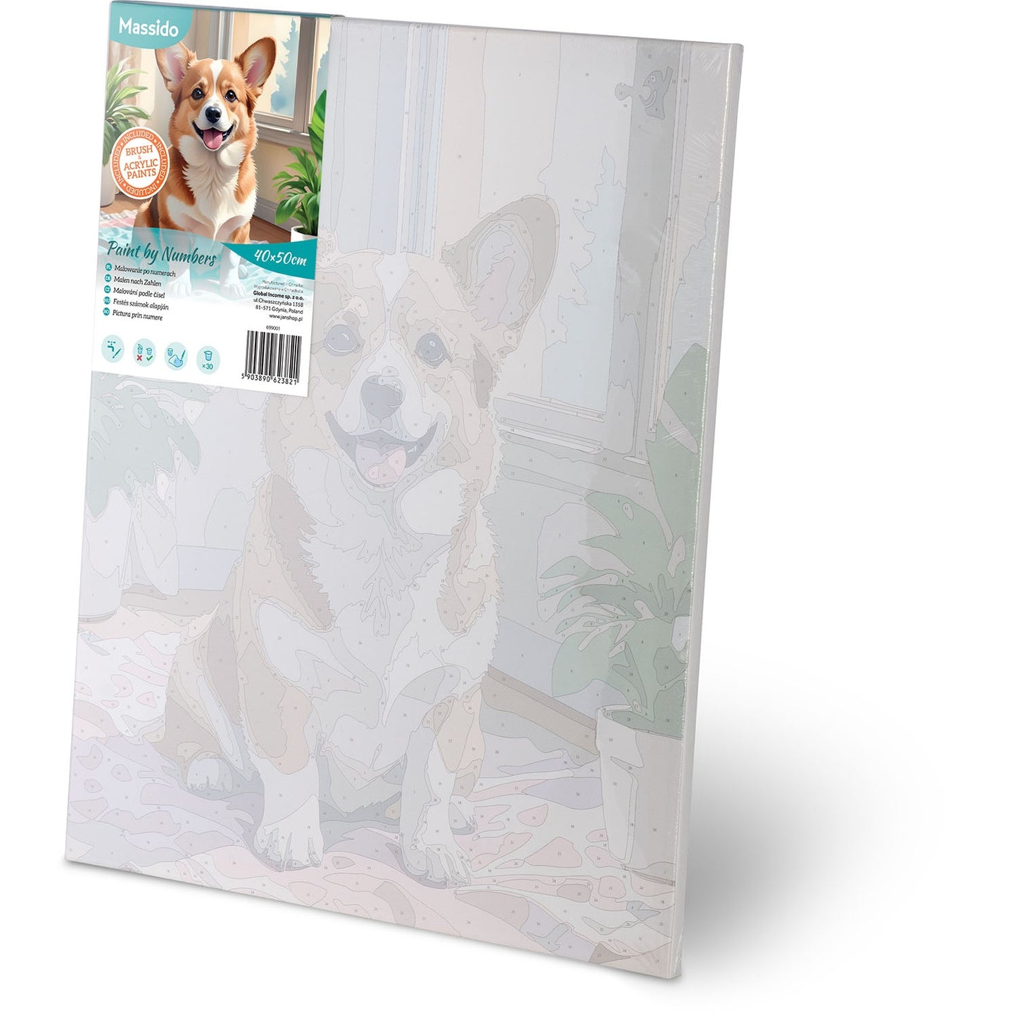 Painting by numbers 40x50 cm Massido Corgi dog