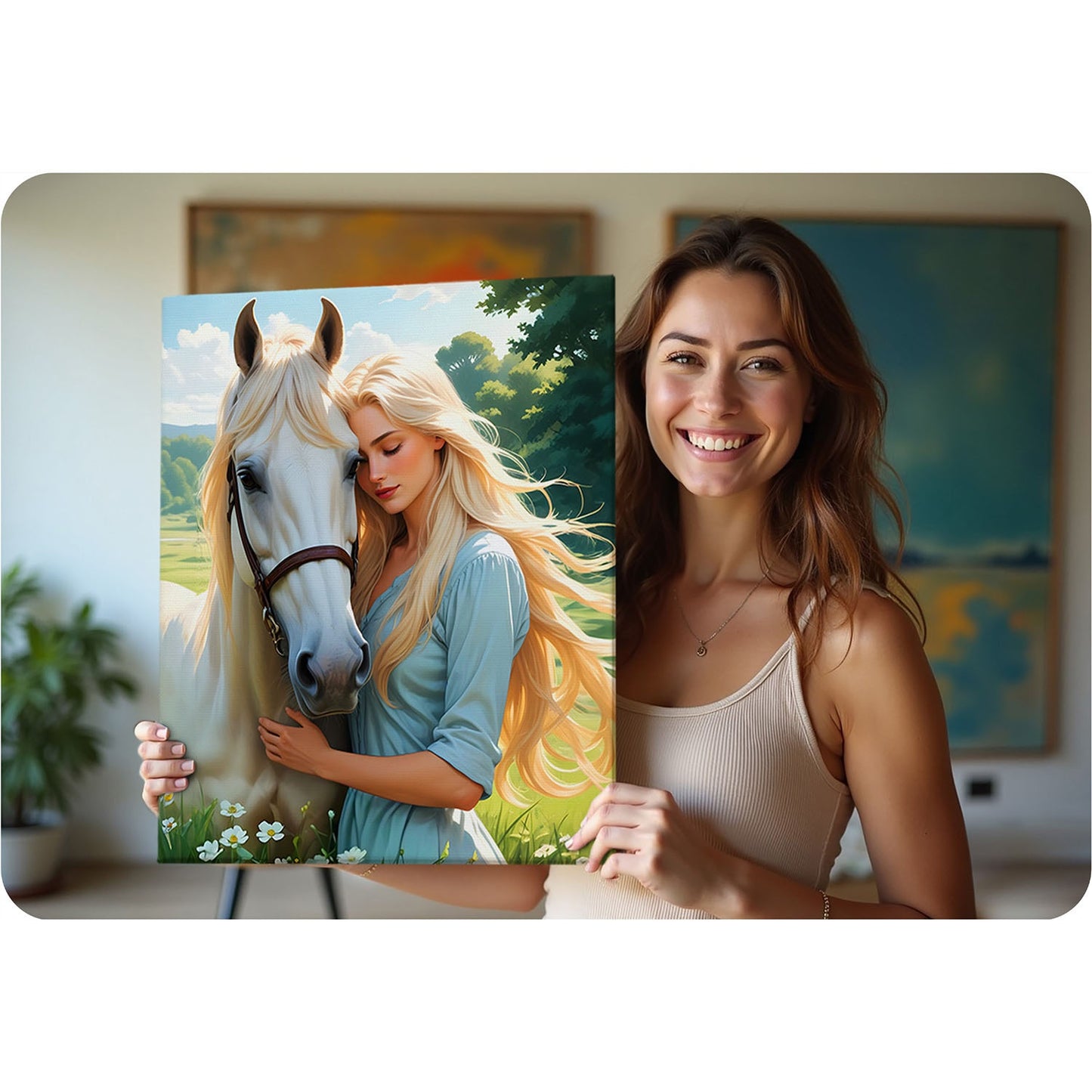 Painting by numbers 40x50 cm Massido Portrait of a woman with a horse