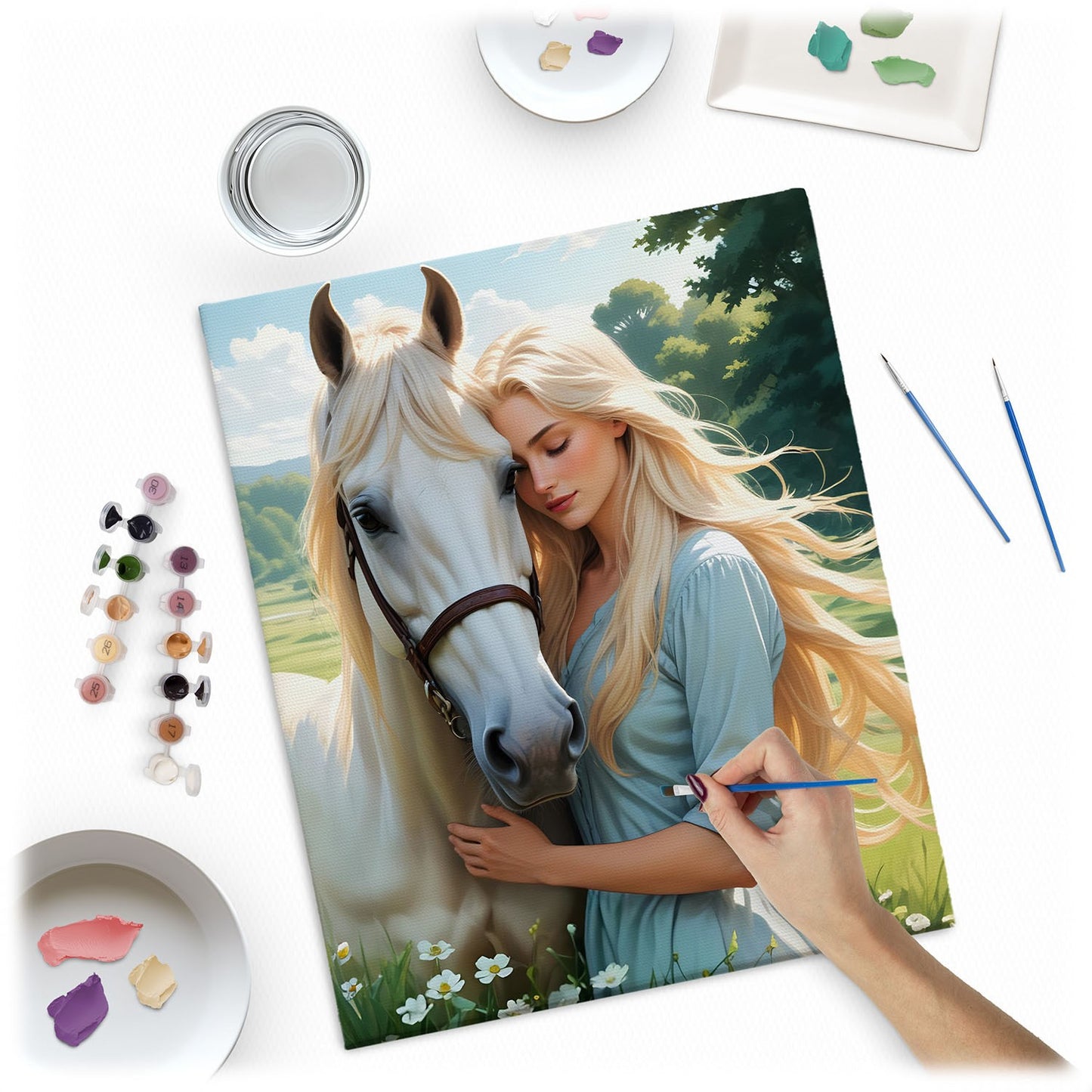 Painting by numbers 40x50 cm Massido Portrait of a woman with a horse