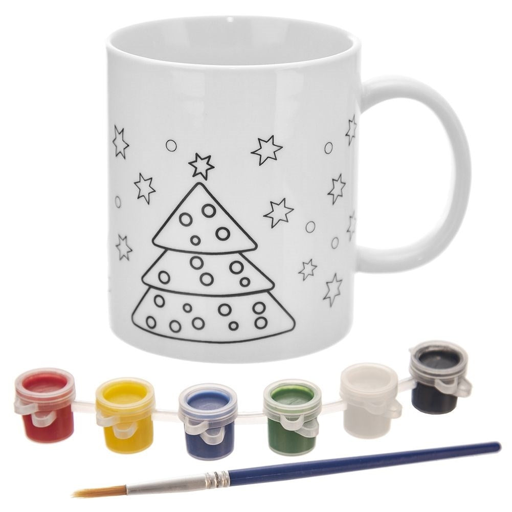 Paint your own Christmas mug: brush, 6 colors, white porcelain