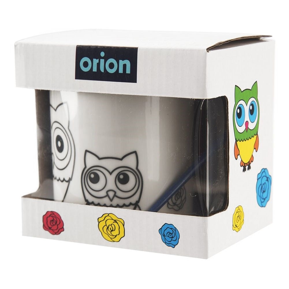 Paint your own porcelain mug with owls - set of paints