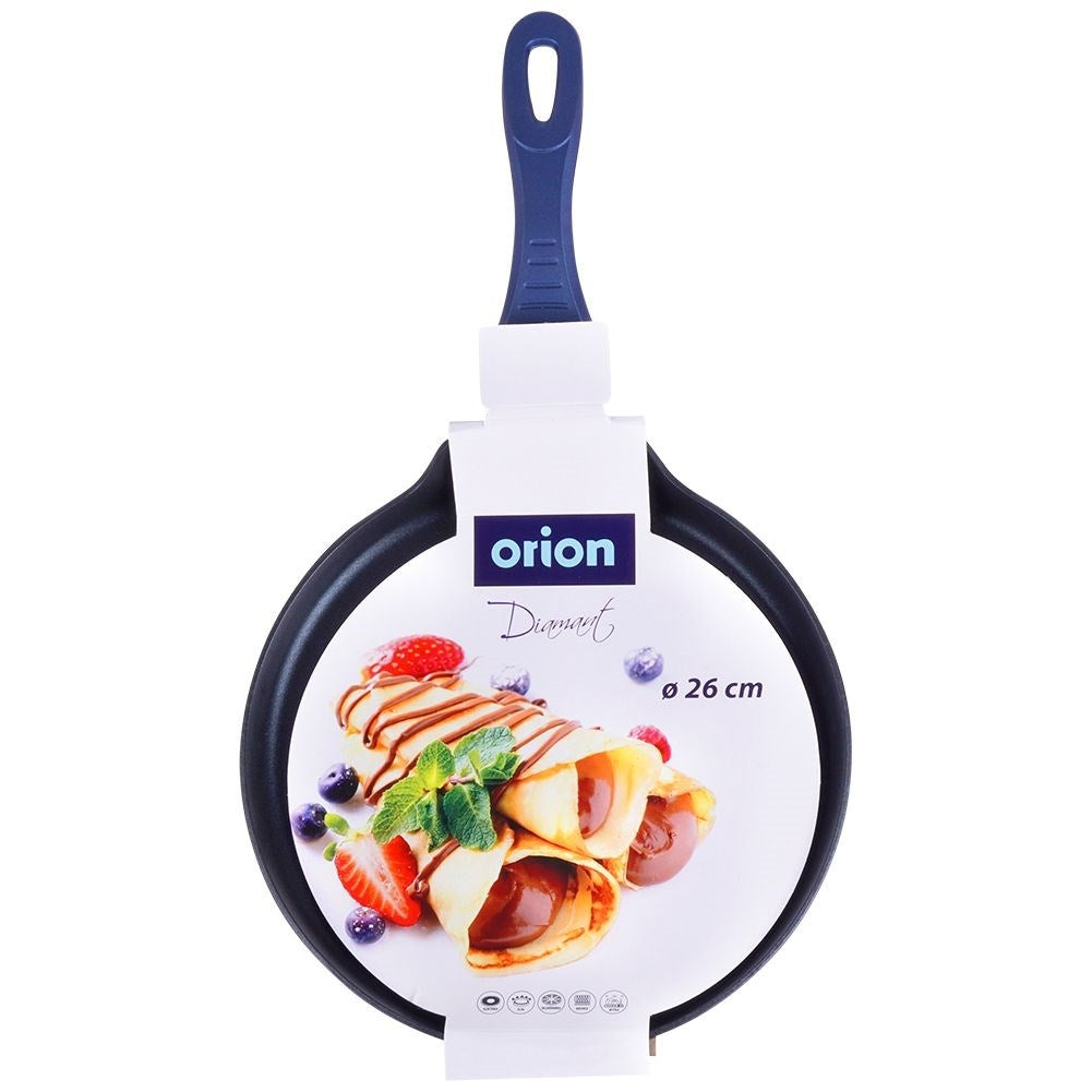 Pancake pan with ceramic coating and diamonds