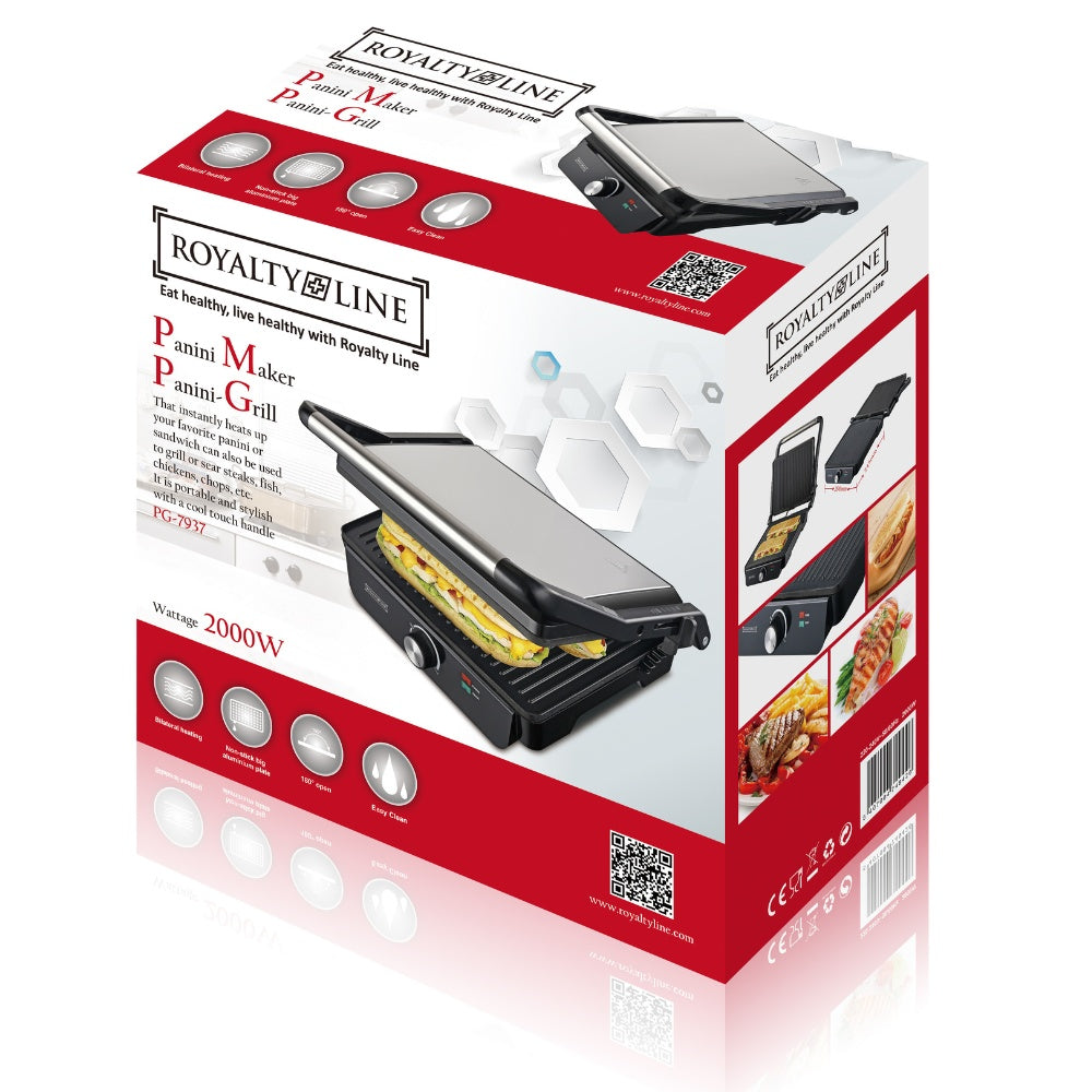 Panini Grill, 2000W, Non-Stick, 180 Open, 30x24 cm