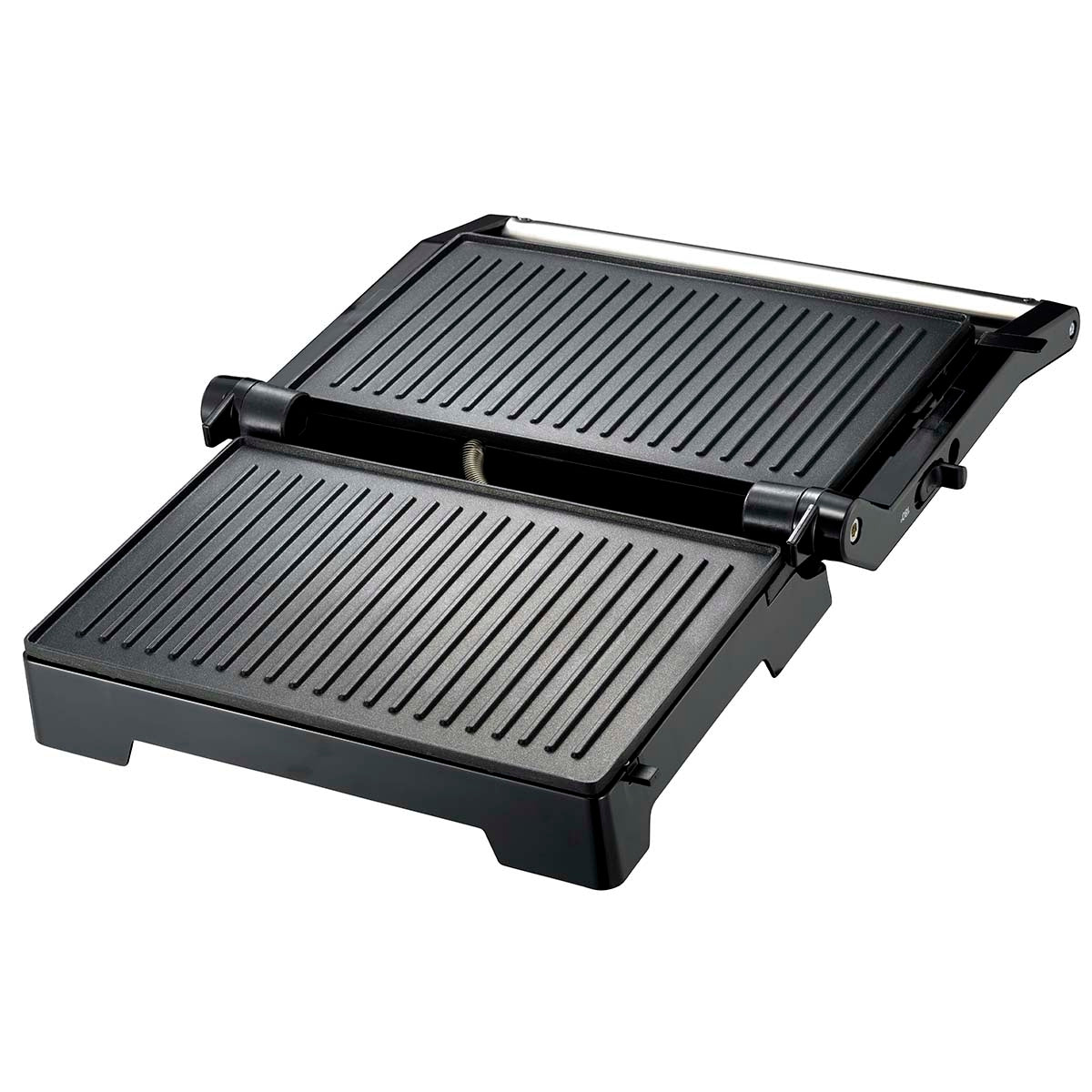 Panini grill and contact grill with non-stick coating and overheating protection 1000W Black