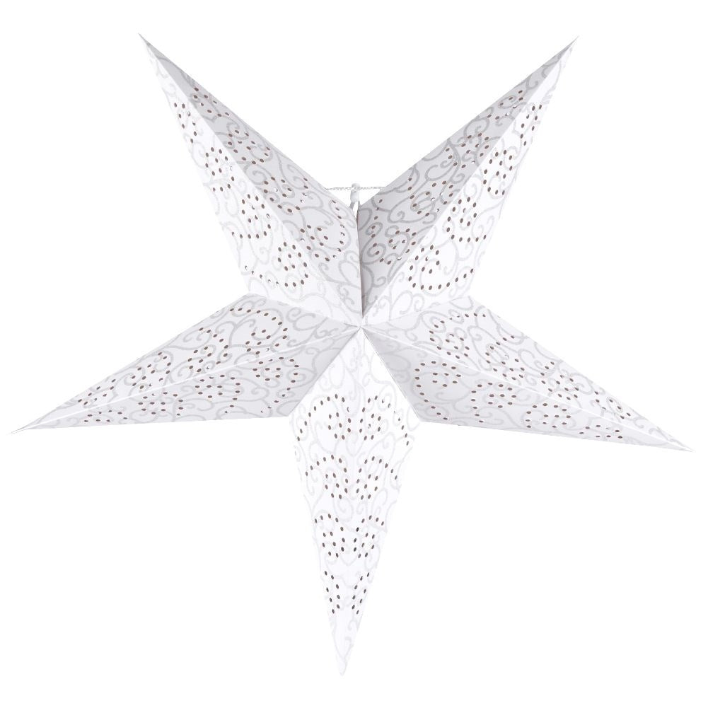 Paper Christmas star with 10 LED lights and glittery decorations