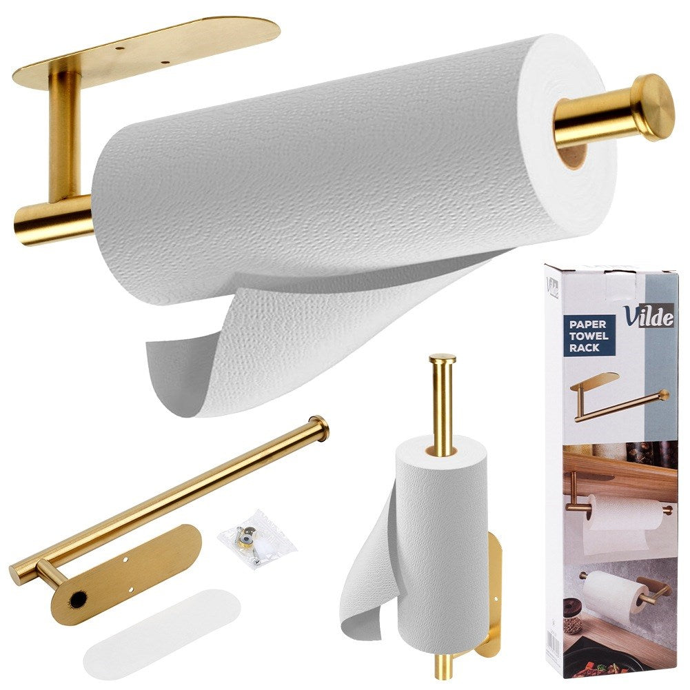 Paper towel hanger steel gold