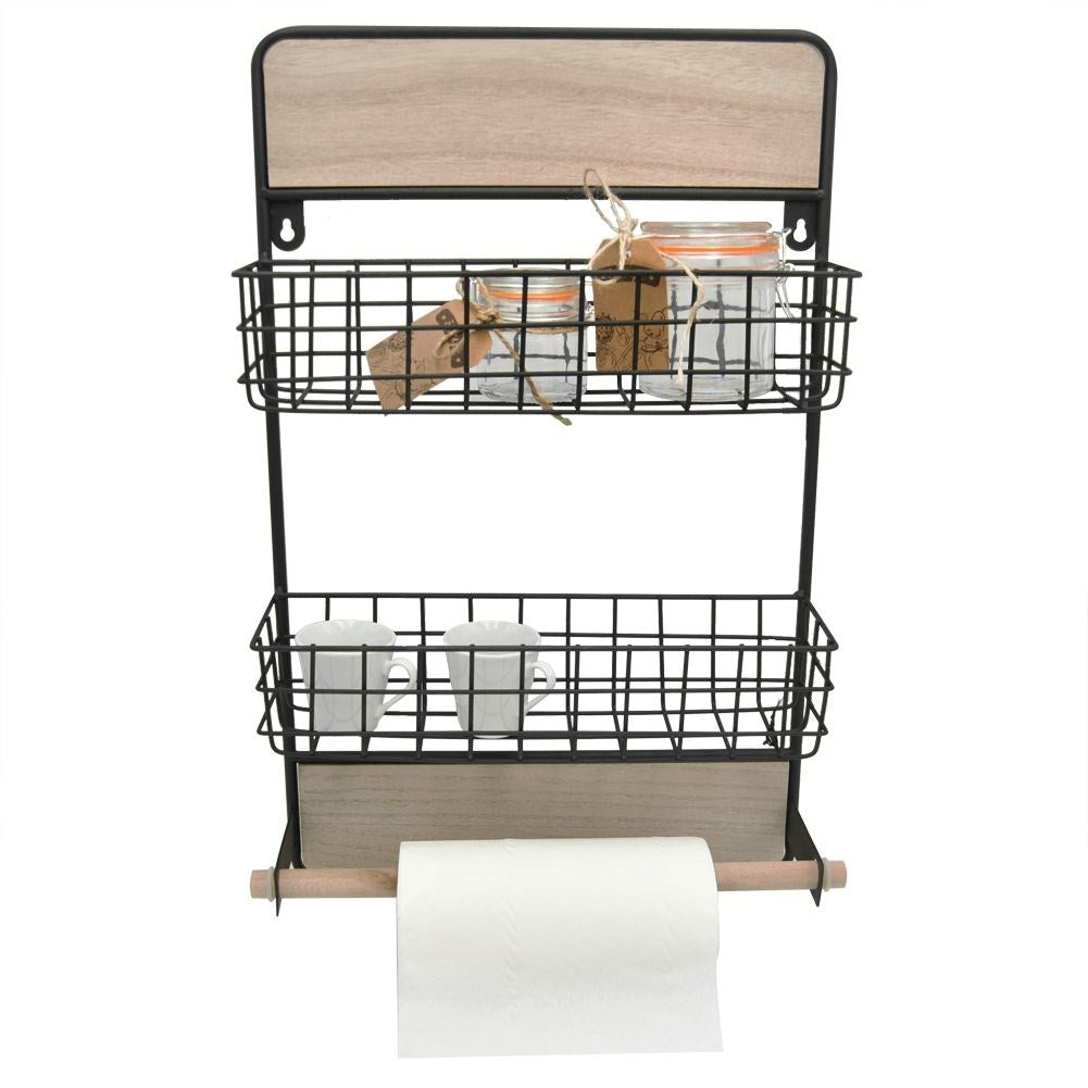 Paper towel holder with LOFT style shelves for spices