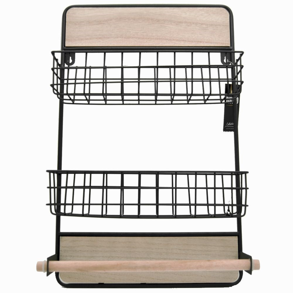 Paper towel holder with LOFT style shelves for spices