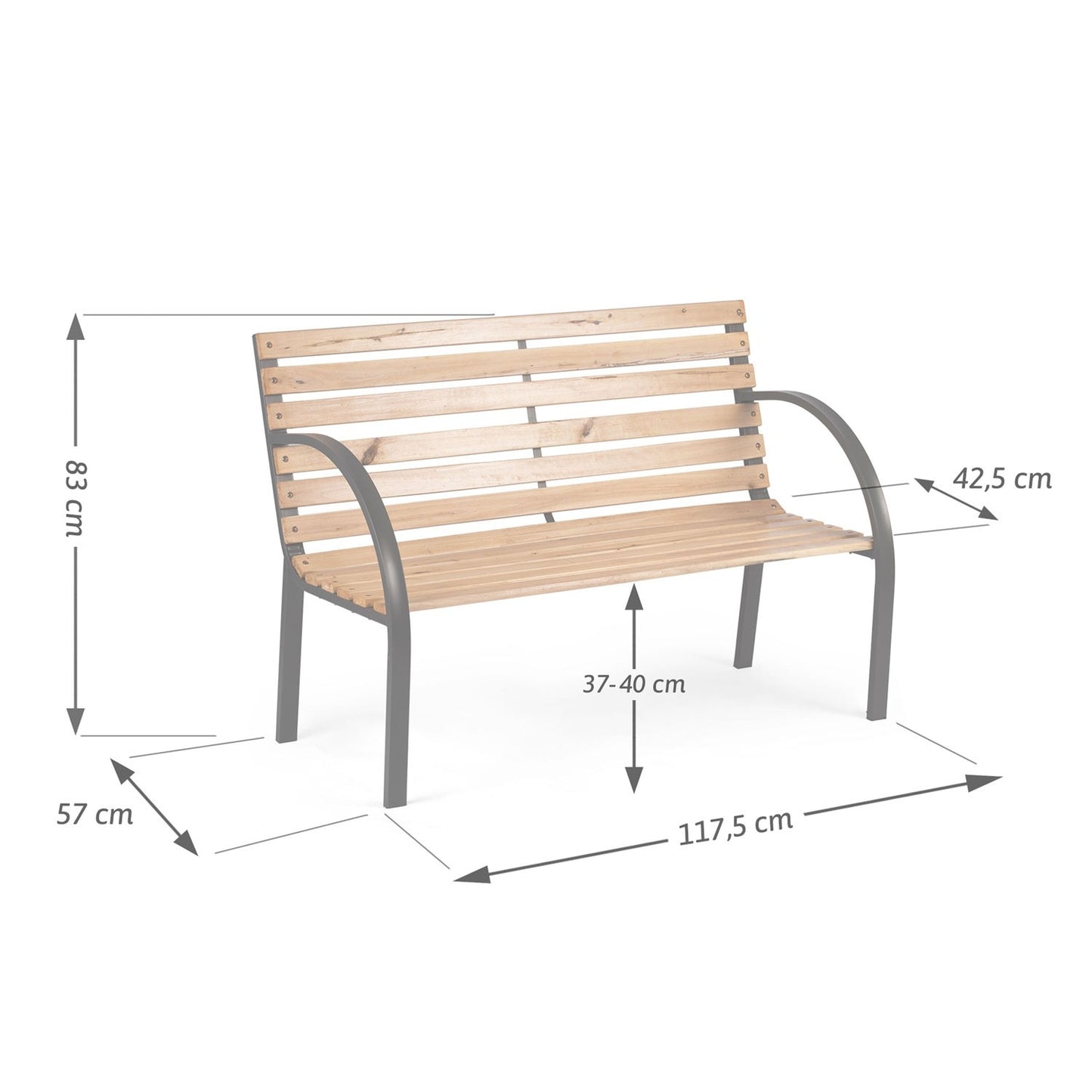 Park bench with backrest 117.5 x 83 x 57 cm Luca Sofotel