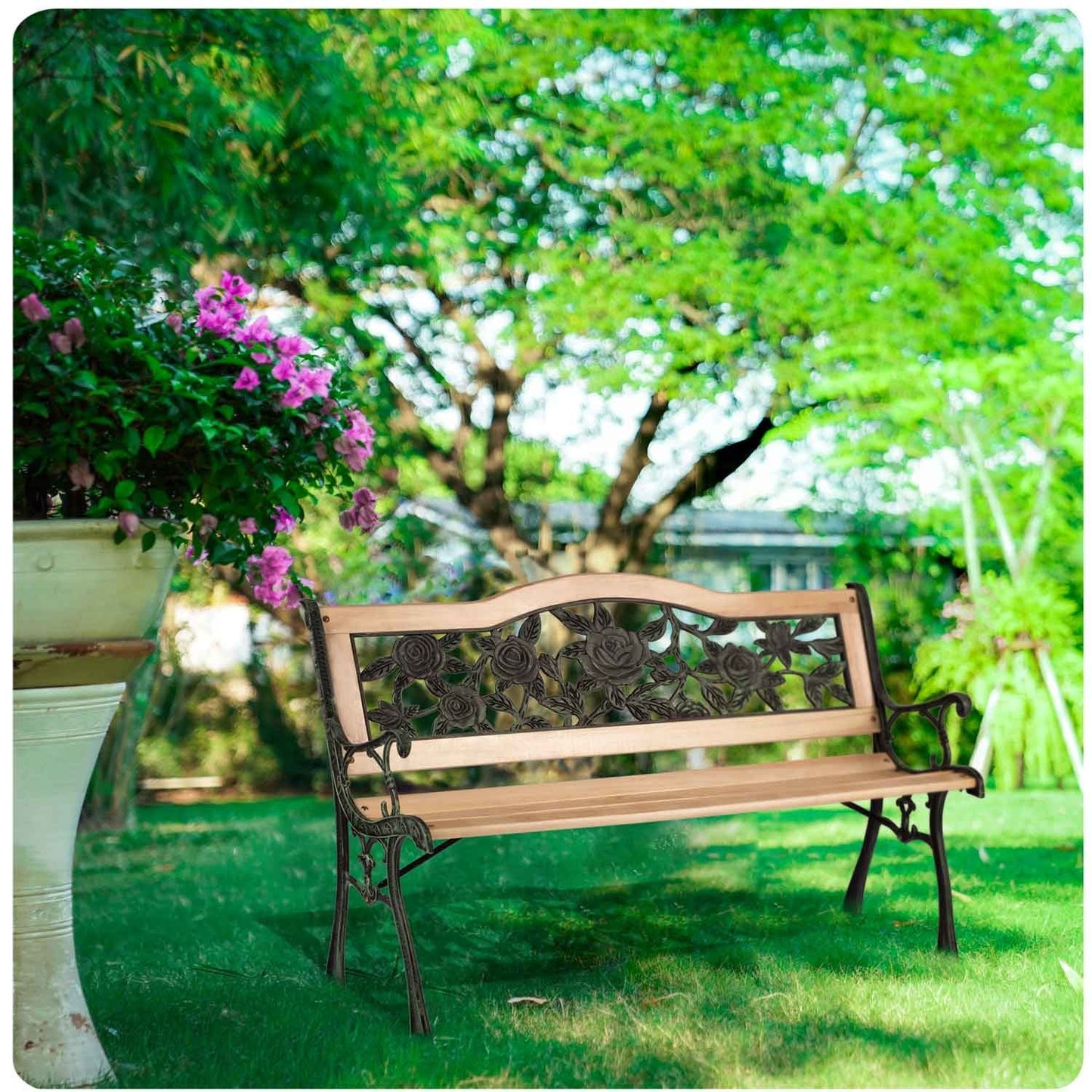Park bench with backrest 123.5 x 74 x 48 cm Gardi Rose Sofotel