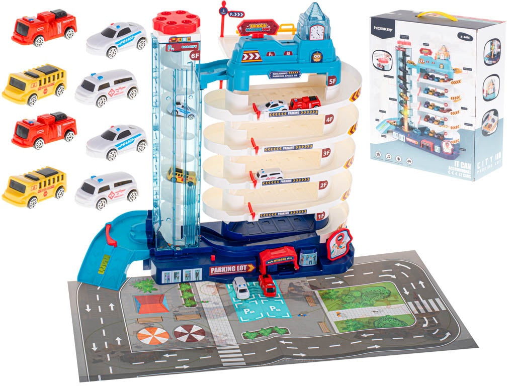 Parking garage 5 levels electric lift + mat + 8 cars