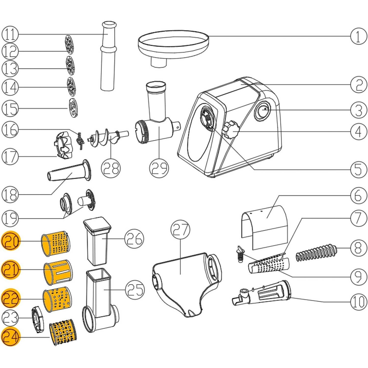 Parts for a meat grinder - a set of Berdsen attachments