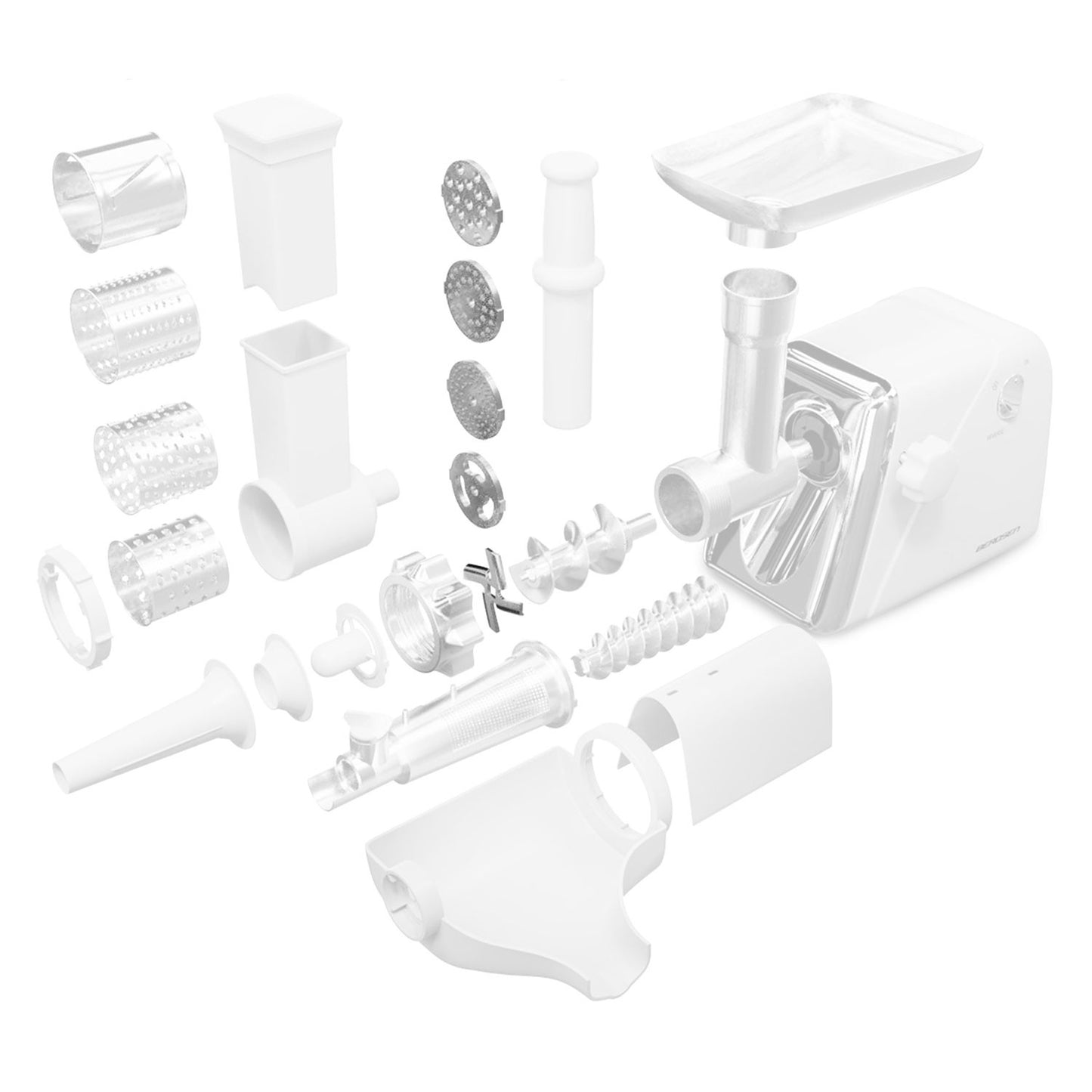 Parts for a meat grinder - a set of strainers and a Berdsen knife