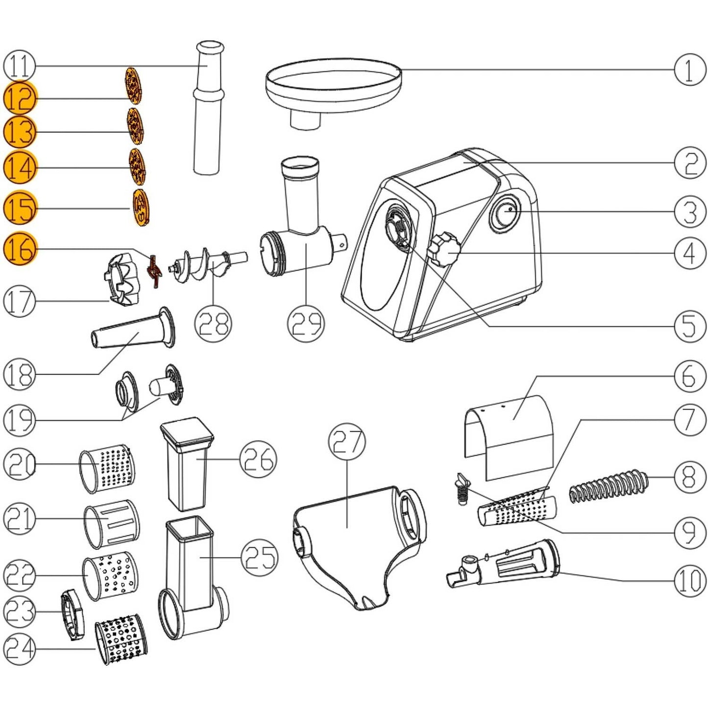 Parts for a meat grinder - a set of strainers and a Berdsen knife