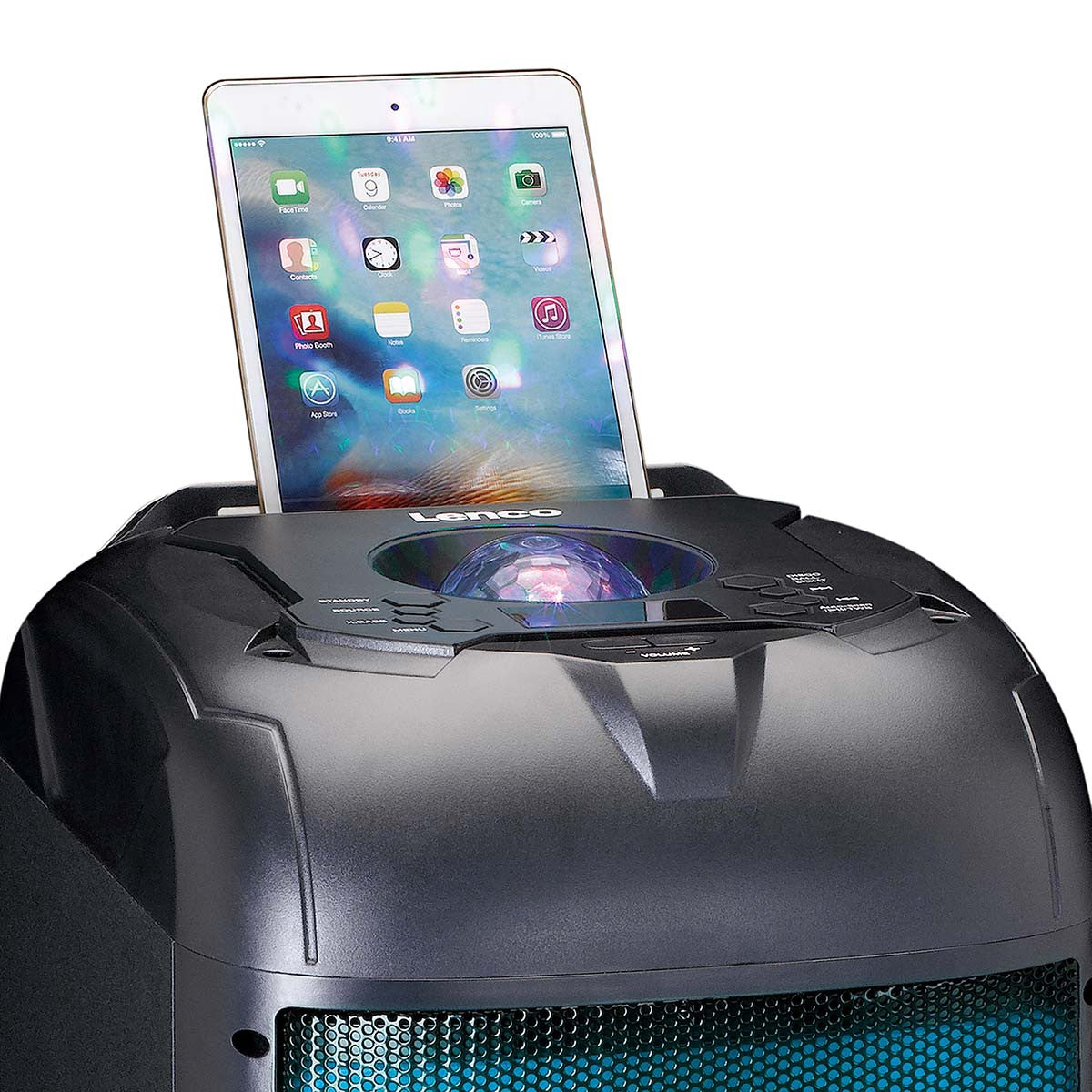Party Speaker with LED Lights & Disco Ball, 150W RMS