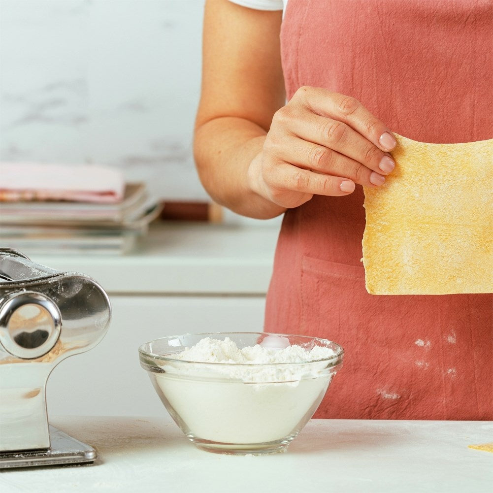Pasta machine for rolling and cutting homemade pasta