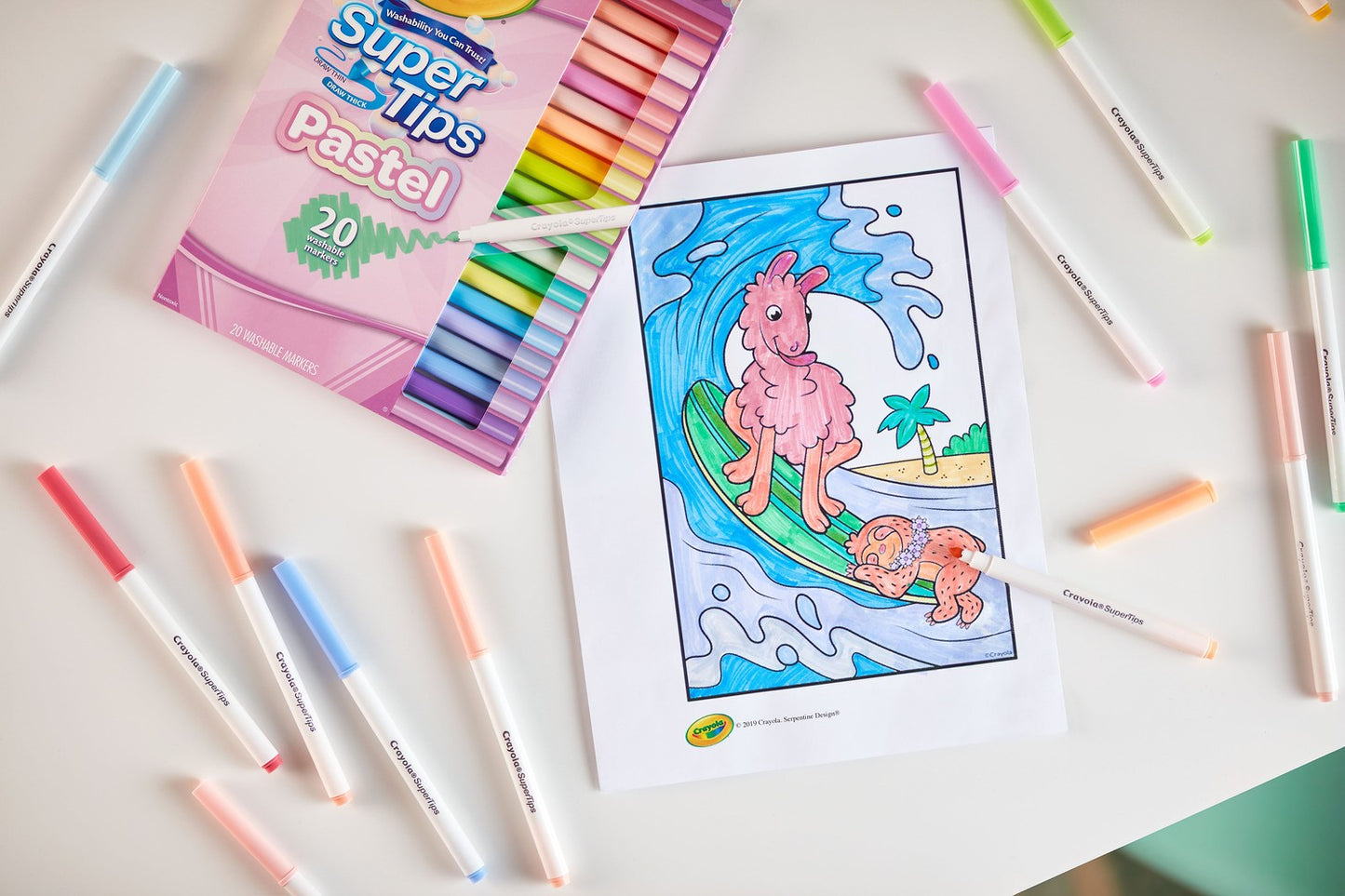 Pastel Supertips Markers, 20 Washable Colors for Kids