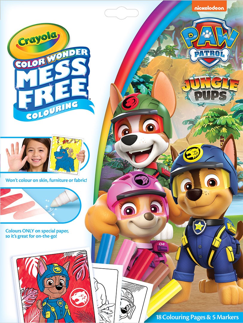 Color Wonder Paw Patrol Jungle Pups Set, No-Mess Markers
