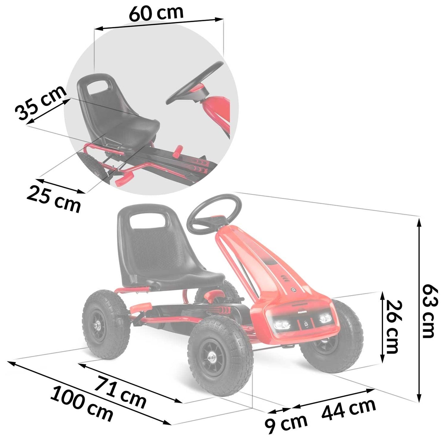 Pedal go-kart for children RK-593 red