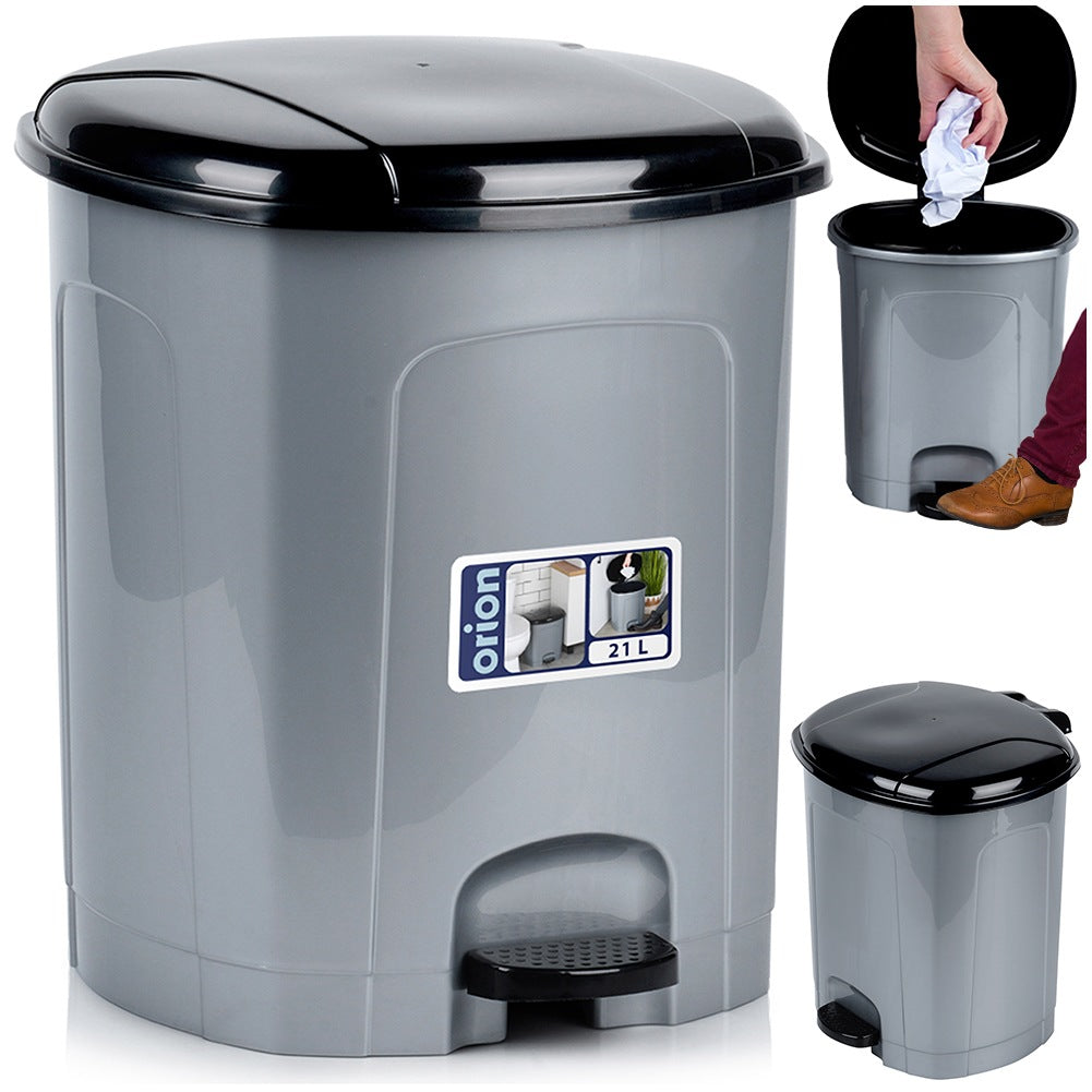 Pedal waste bin plastic gray 21 l