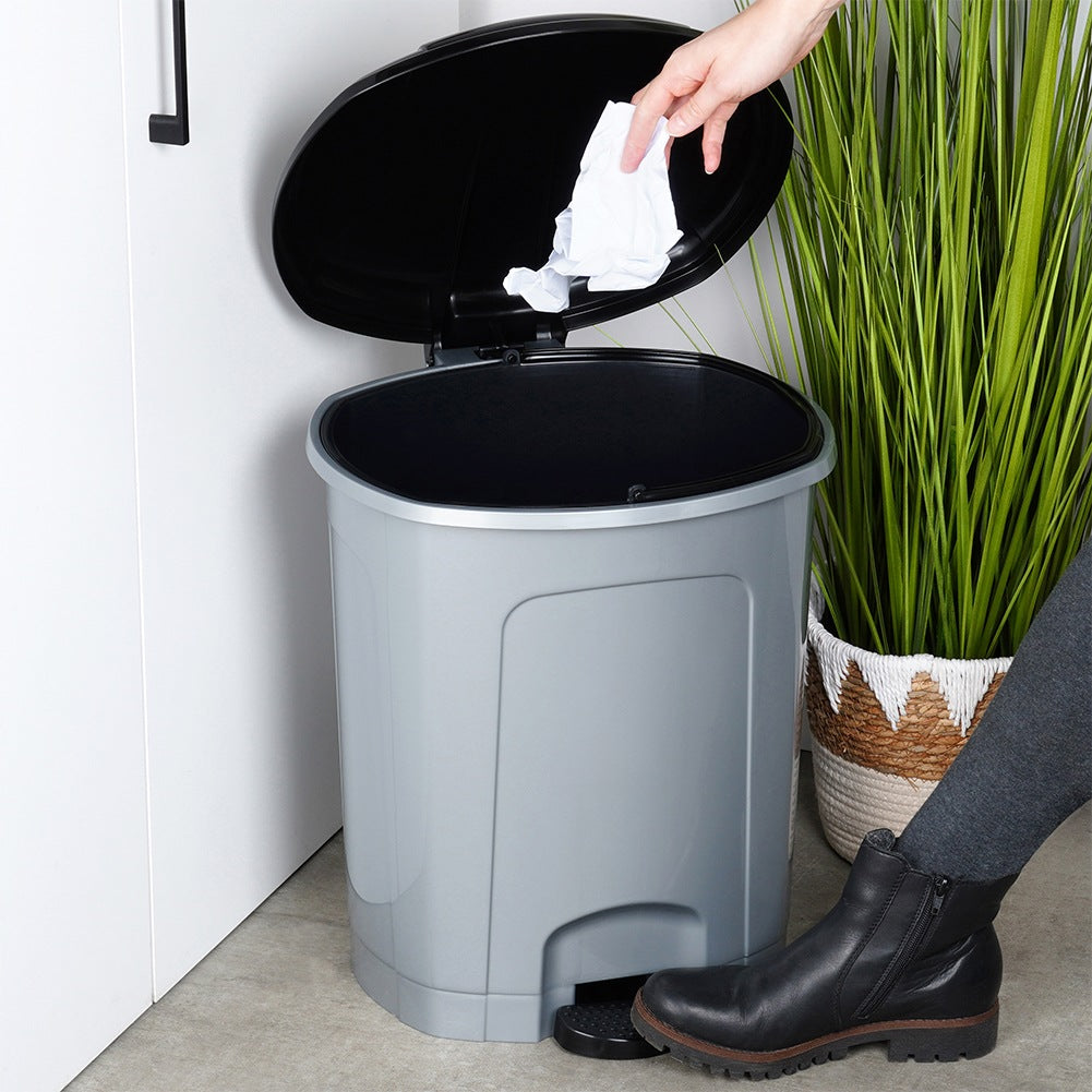 Pedal waste bin plastic gray 30 l