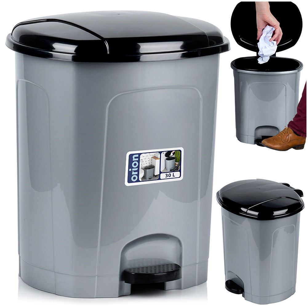 Pedal waste bin plastic gray 30 l