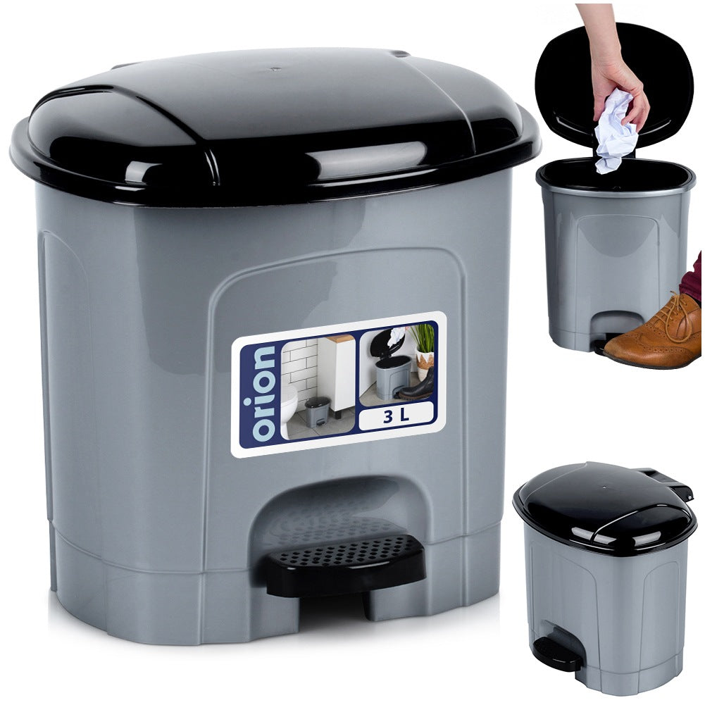 Pedal waste bin plastic gray 3 l