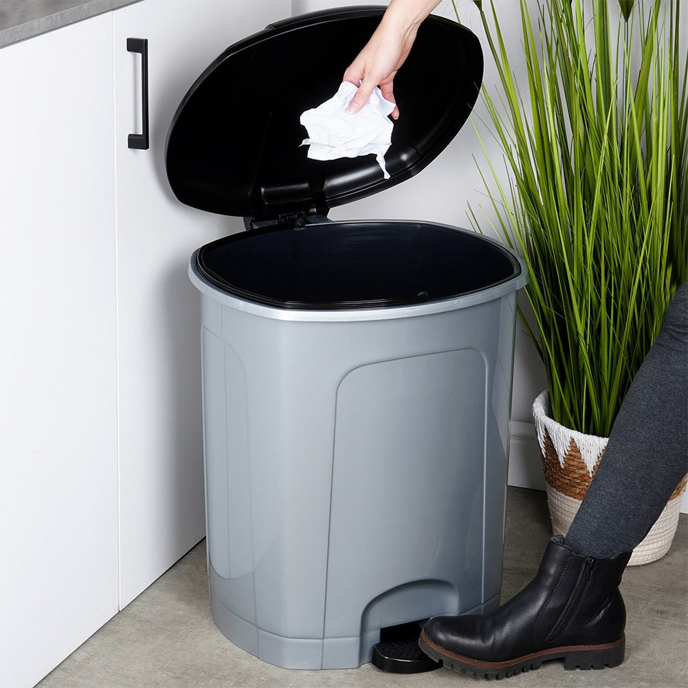 Pedal waste bin plastic gray 50 l