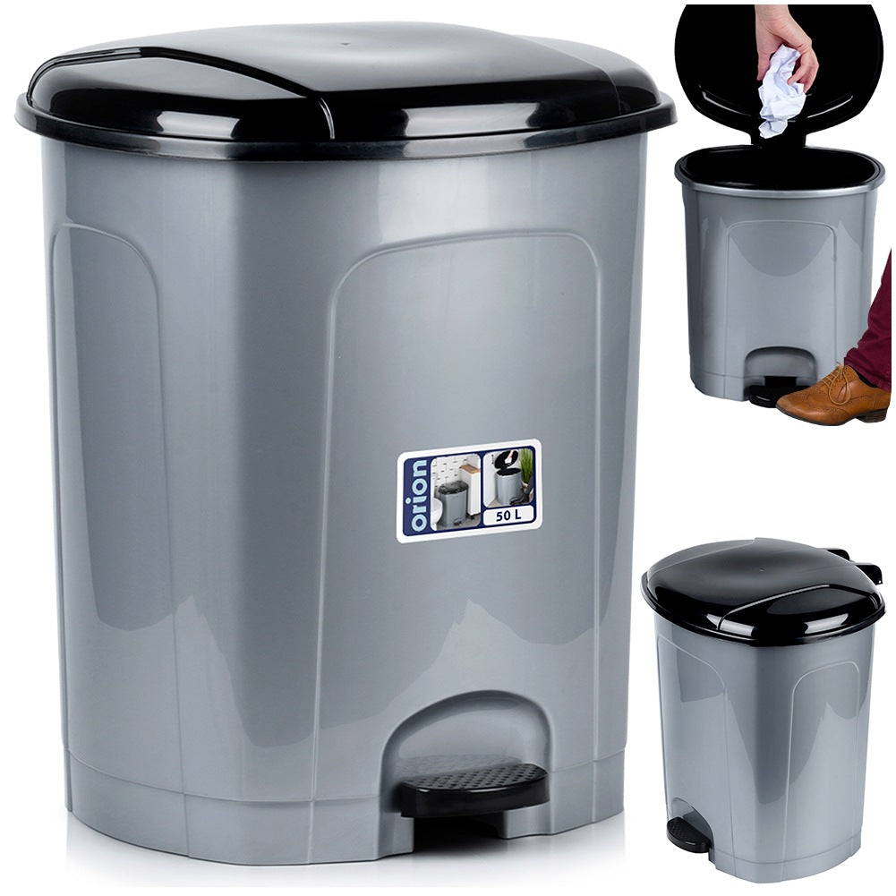 Pedal waste bin plastic gray 50 l