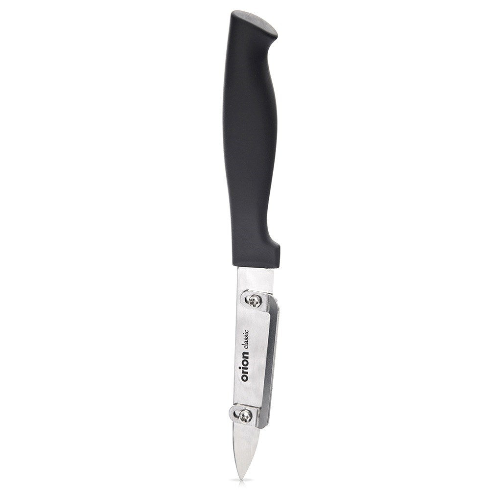 Peeling knife, vegetable and fruit peeler, vertical, steel, 19 cm