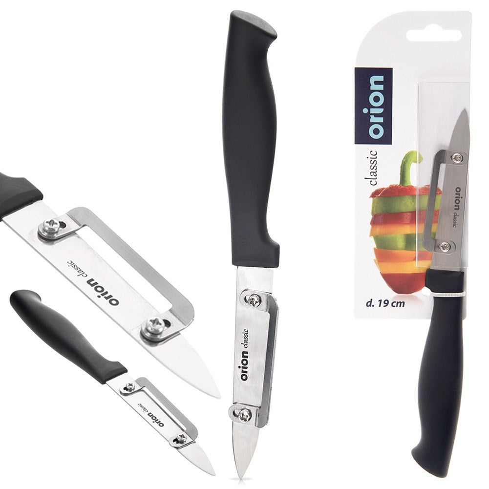 Peeling knife, vegetable and fruit peeler, vertical, steel, 19 cm