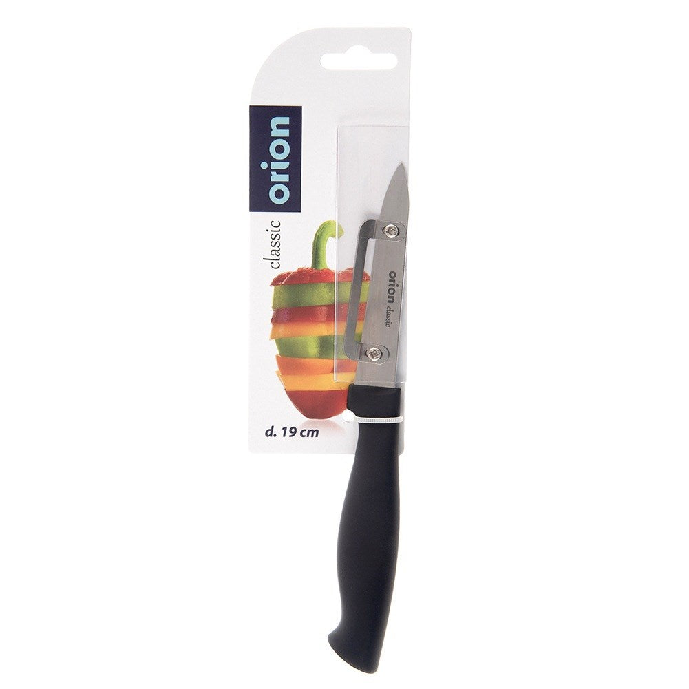 Peeling knife, vegetable and fruit peeler, vertical, steel, 19 cm