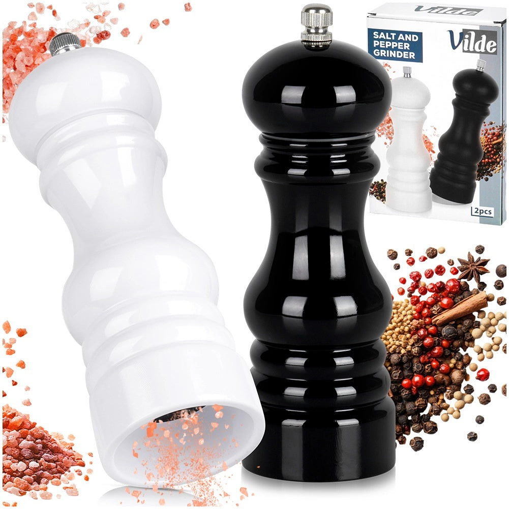 Pepper and Salt Grinder Set, 18 cm, Black & White