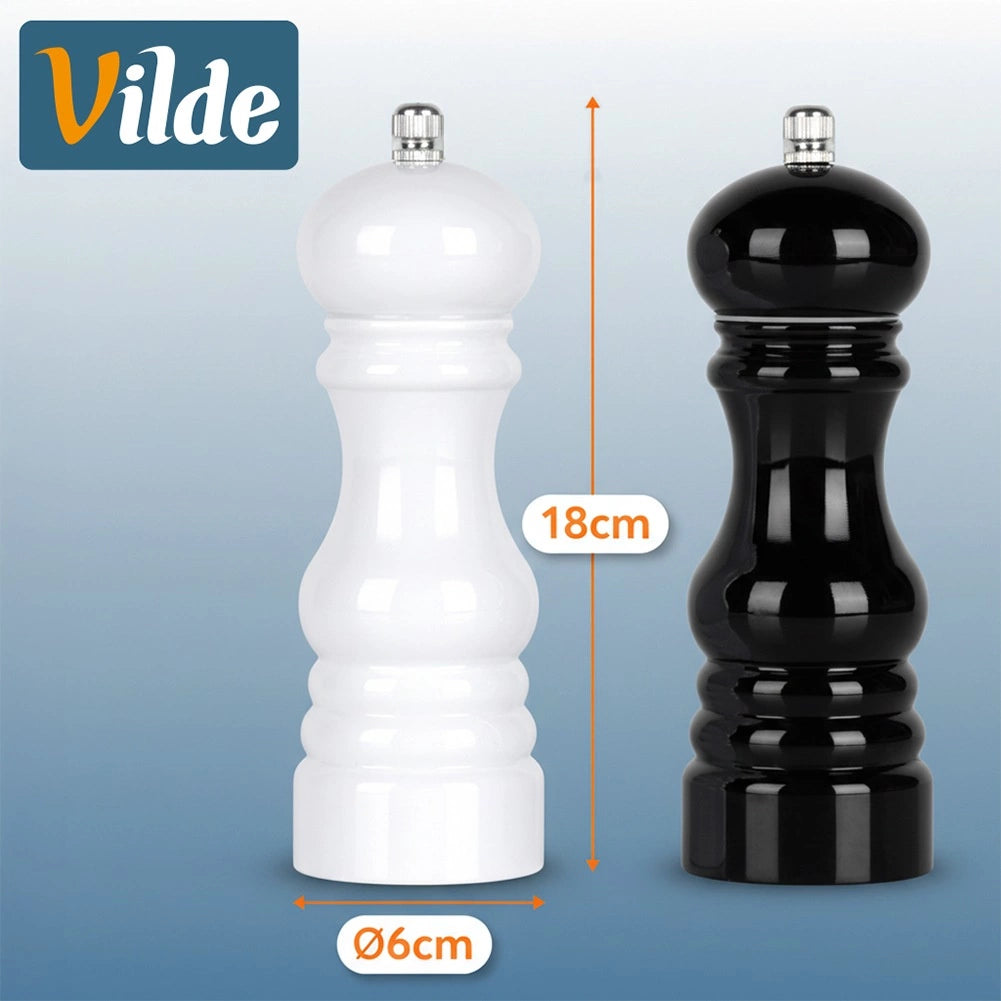 Pepper and Salt Grinder Set, 18 cm, Black & White