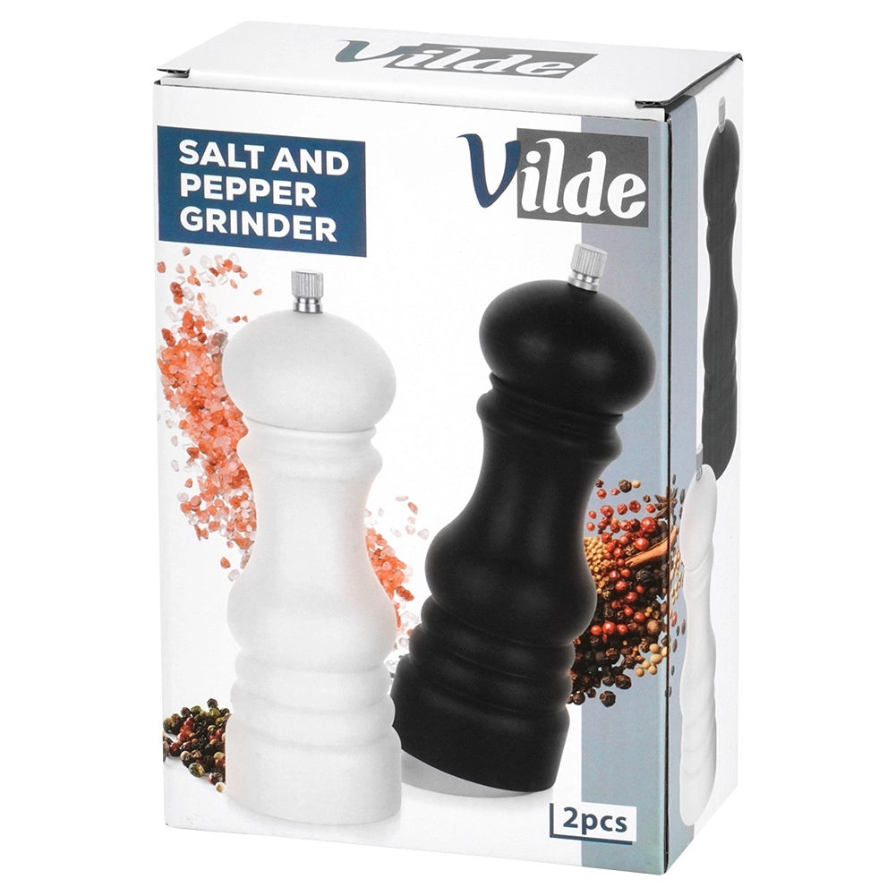 Pepper and Salt Grinder Set, 18 cm, Black & White