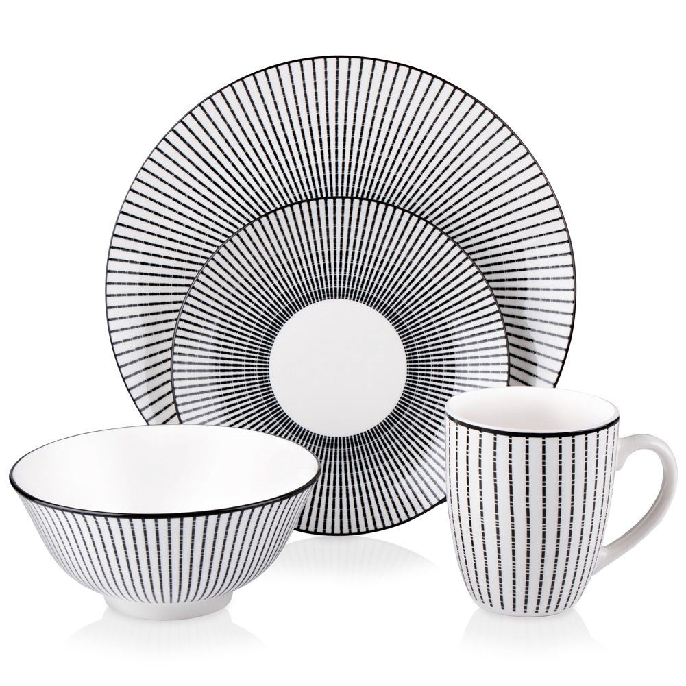 Perfect 16-piece ceramic set for 4 people, dishwasher and microwave safe