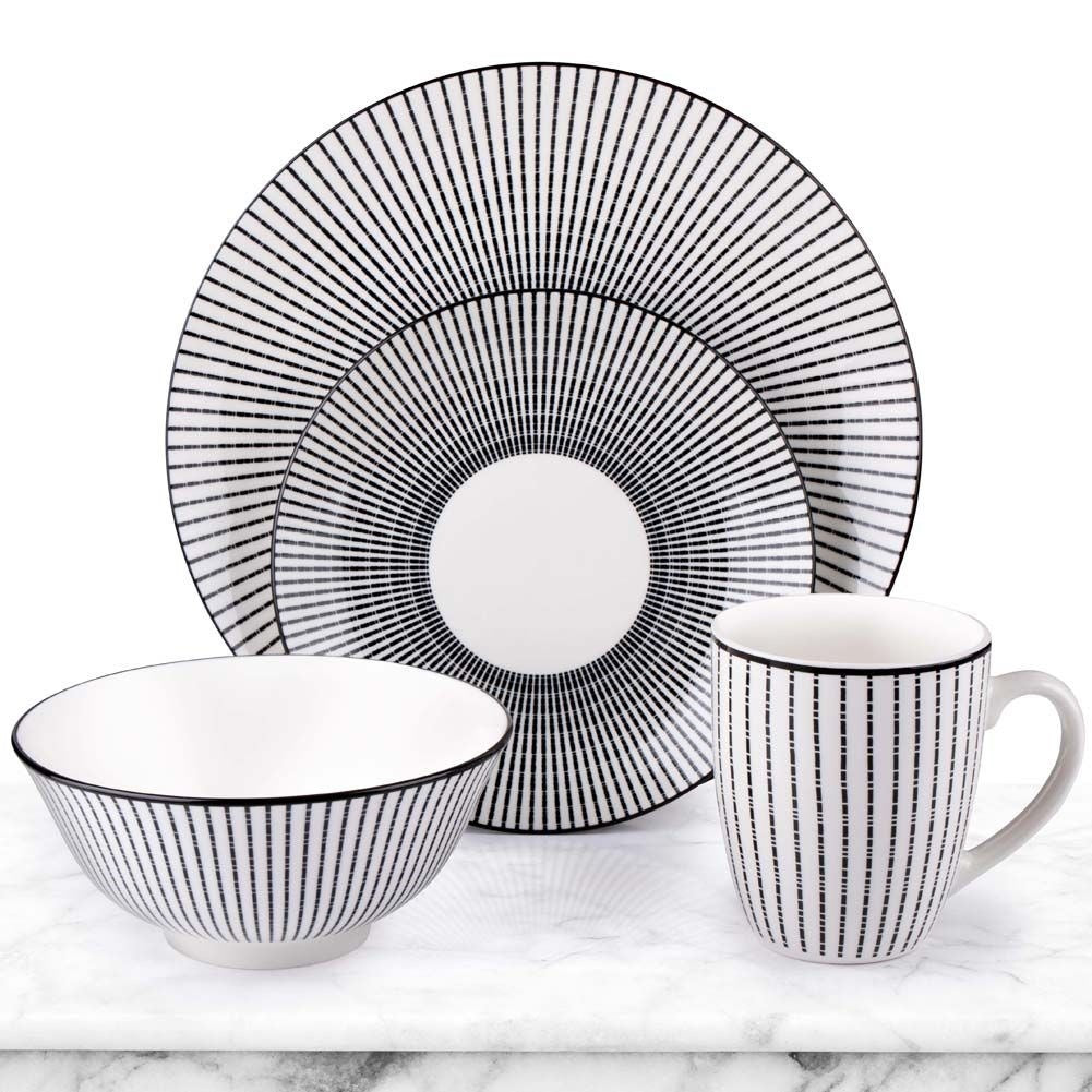 Perfect 16-piece ceramic set for 4 people, dishwasher and microwave safe