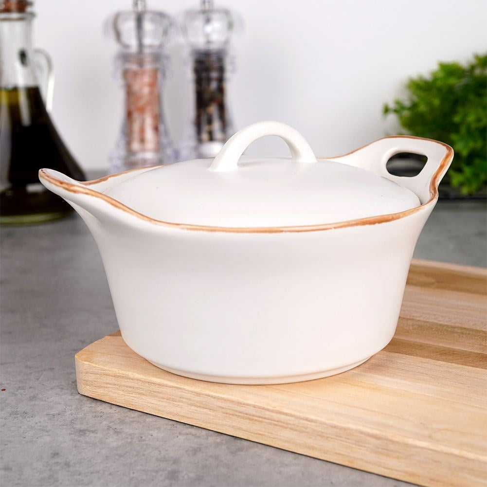 Perfect Ceramic Baking Pan with Handle and Lid for Cooking