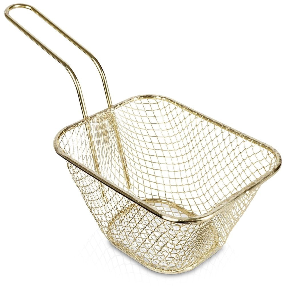 Perfect Golden Metal Basket with Handle for Serving
