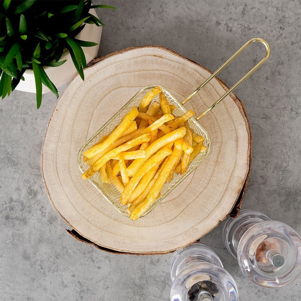 Perfect Golden Metal Basket with Handle for Serving