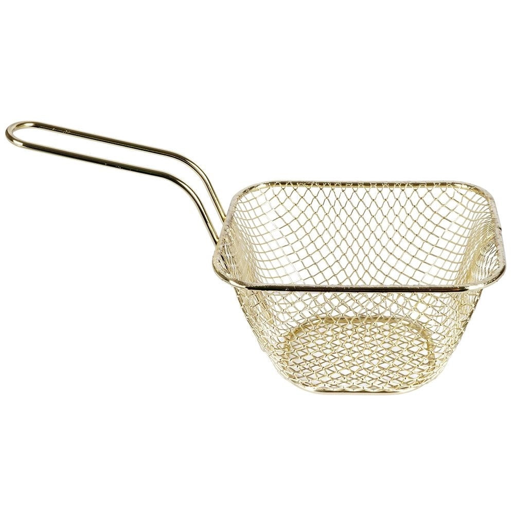 Perfect Golden Metal Basket with Handle for Serving