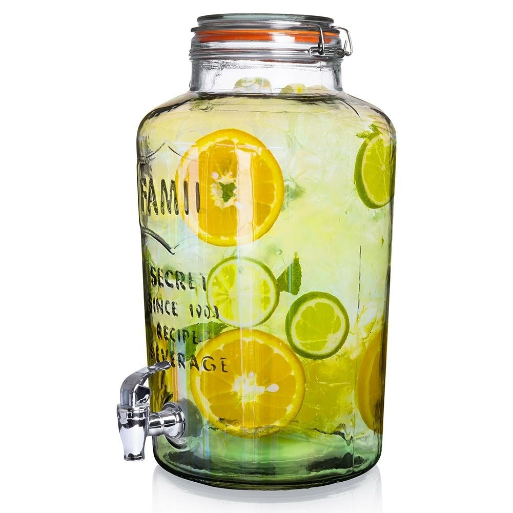Perfect beverage container with faucet and wide opening