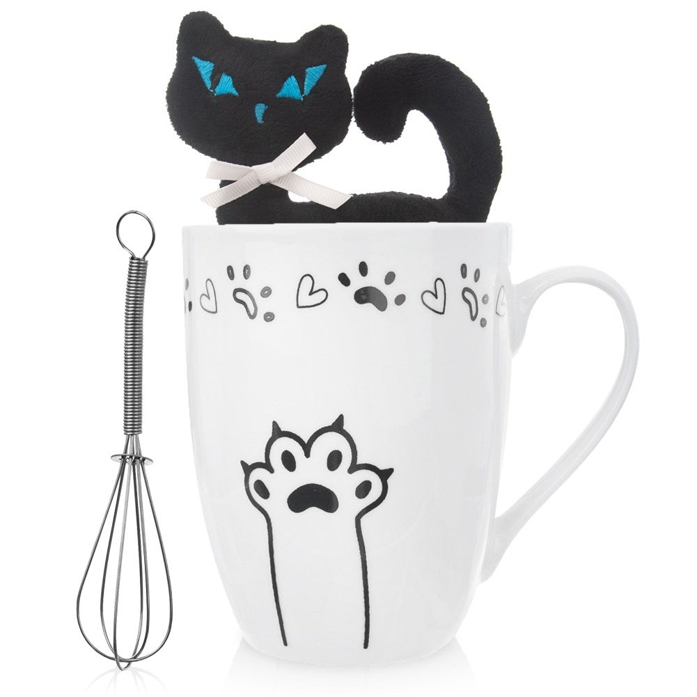 Perfect gift set: Mug, cat mascot & stirrer for cat lovers