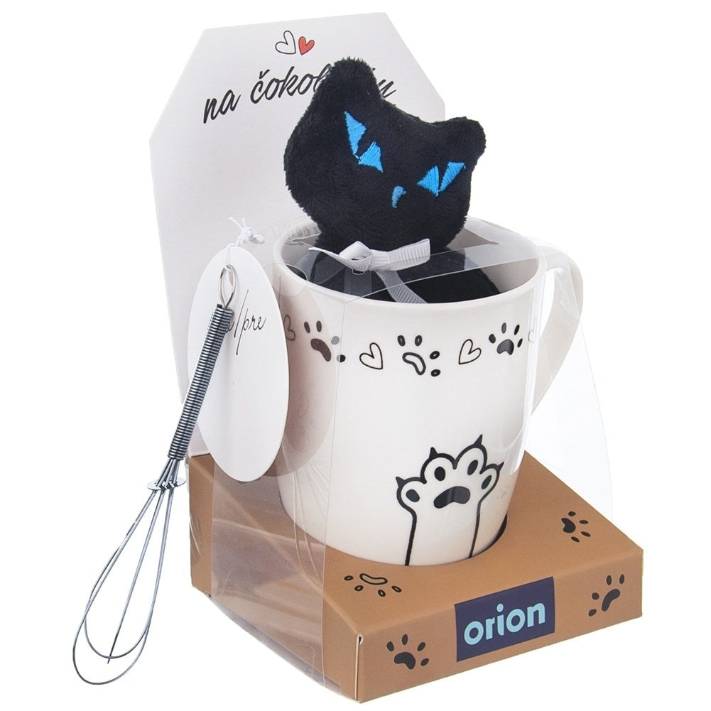 Perfect gift set: Mug, cat mascot & stirrer for cat lovers