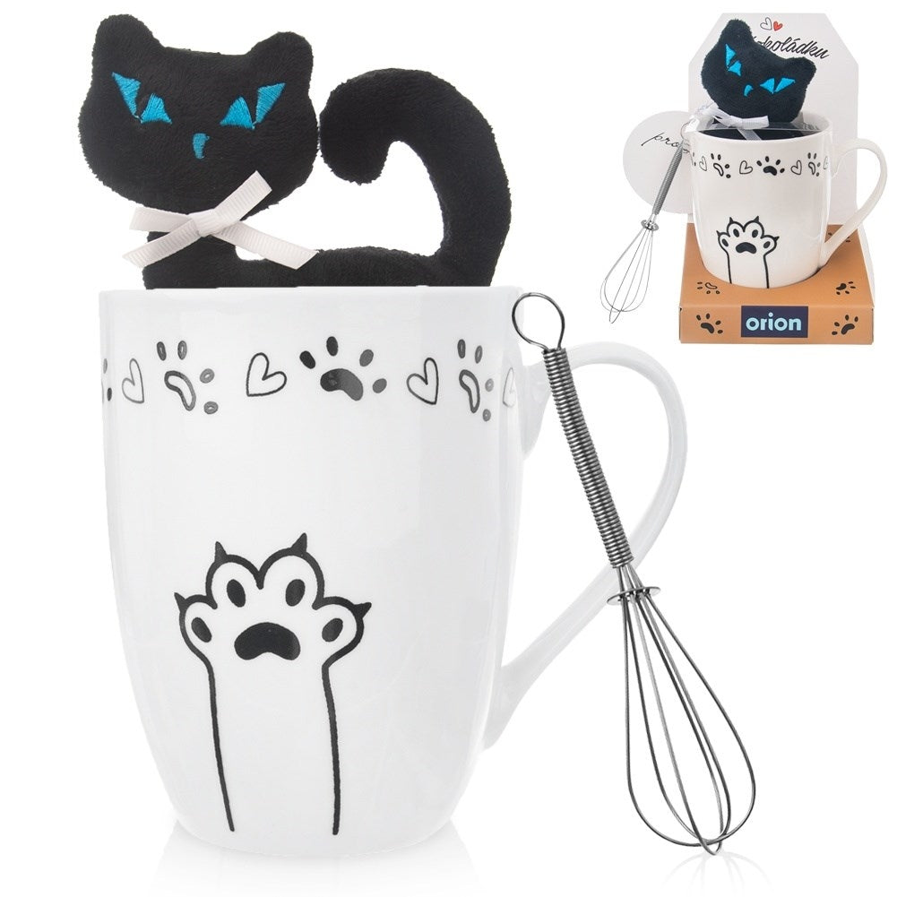 Perfect gift set: Mug, cat mascot & stirrer for cat lovers