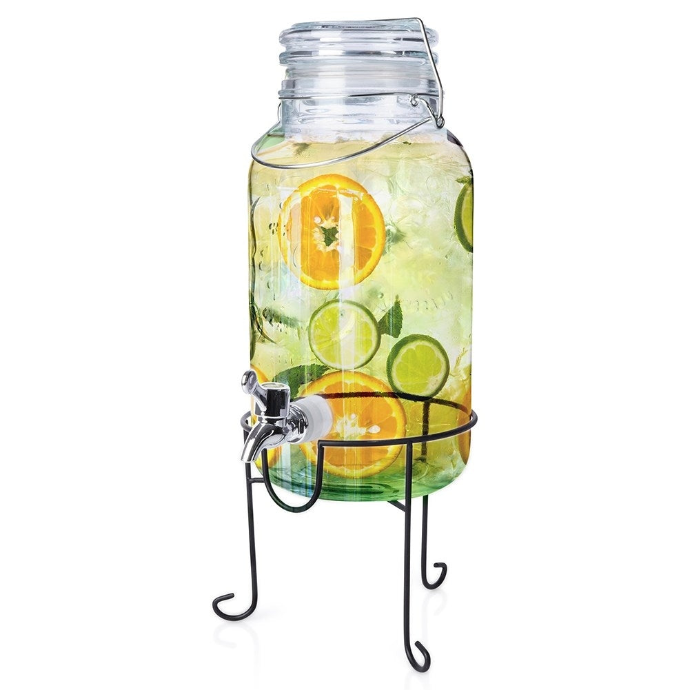 Perfect glass jar with tap and stand for lemonade and drinks