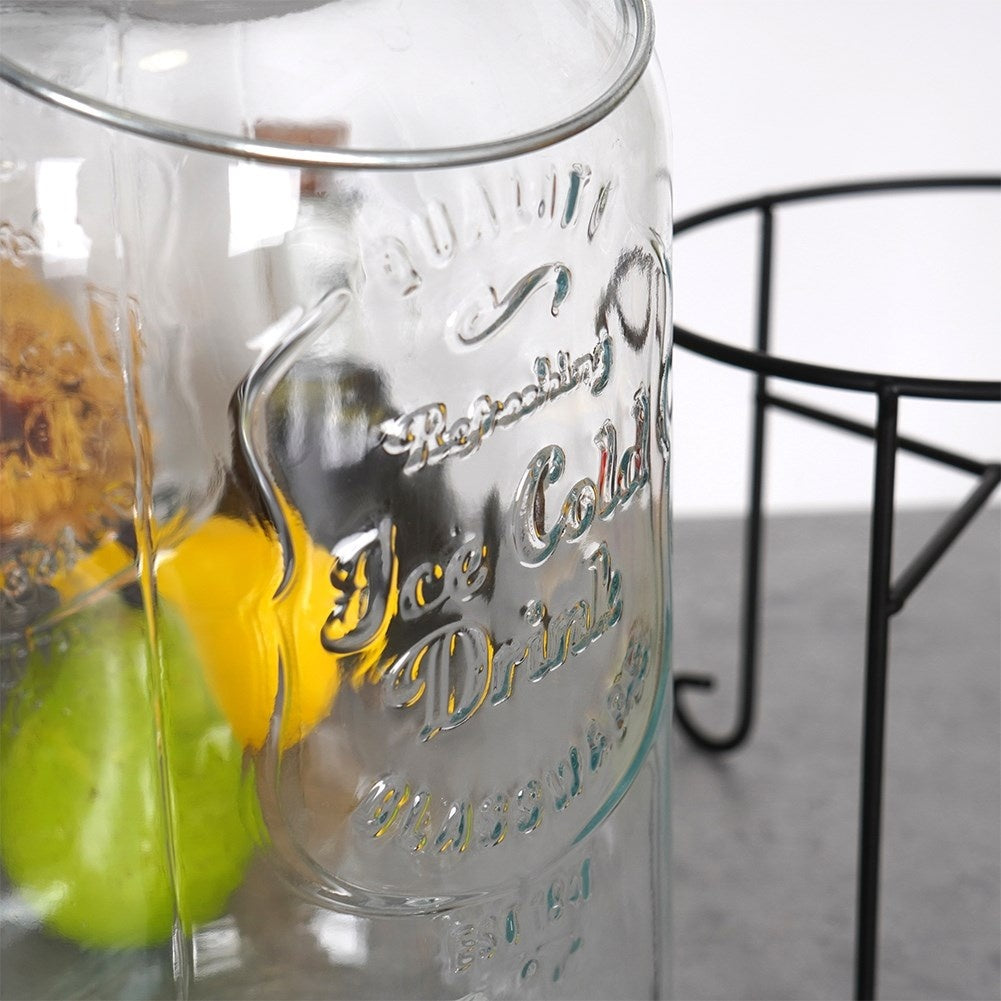 Perfect glass jar with tap and stand for lemonade and drinks