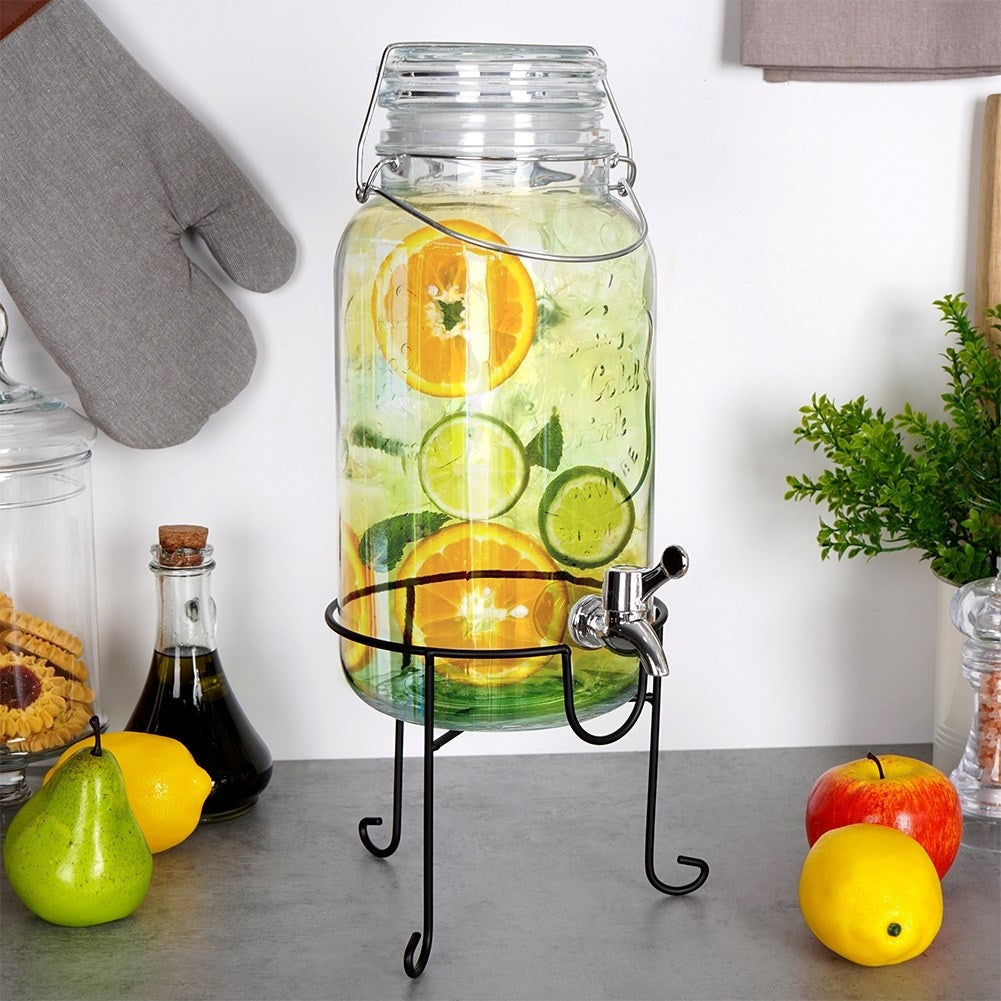 Perfect glass jar with tap and stand for lemonade and drinks